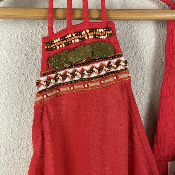 We the Free Womens XS Red Ibiza Tank Embellished Metal Coin Beads - Picture 5 of 9